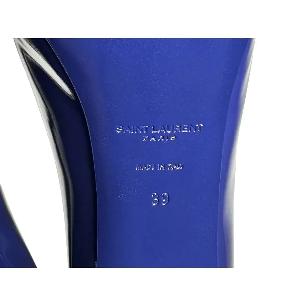 SAINT LAURENT Tribtoo Blue Patent Leather Platform Heels Pumps NEW Authentic 39 - Picture 9 of 9